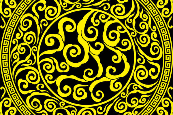 经典金色卷草纹裁片印花服装：奢华与优雅的完美结合