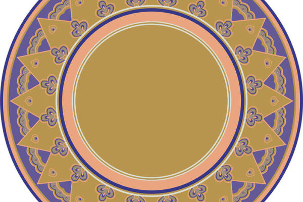 复古风格圆形裁片印花服装图案设计