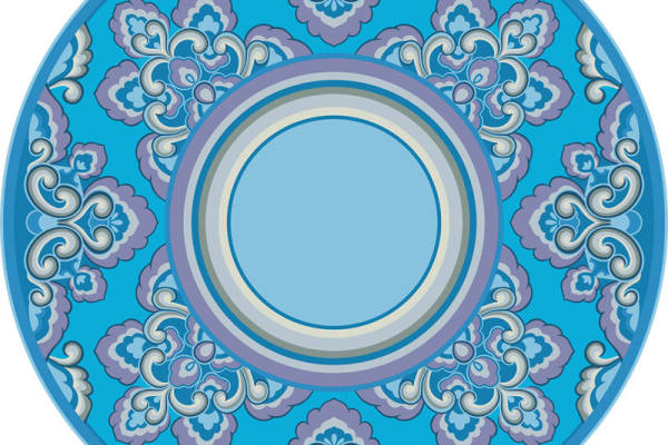 优雅蓝色古典花纹裁片印花服装,展现独特东方韵味