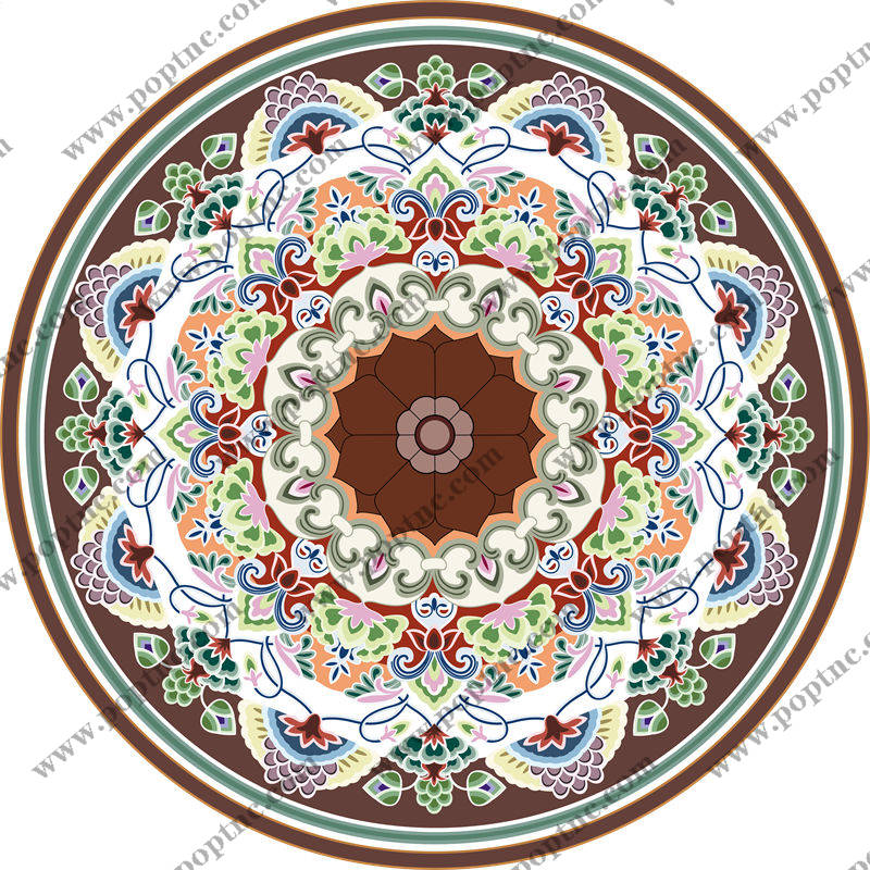 传统东方风格圆形裁片印花服装印花设计