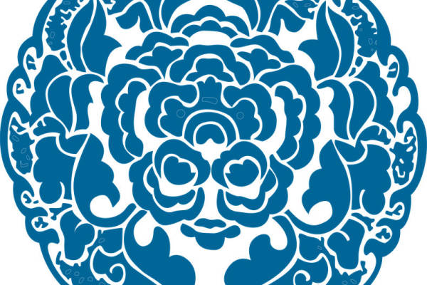 古典韵味蓝色圆形裁片印花服装设计灵感