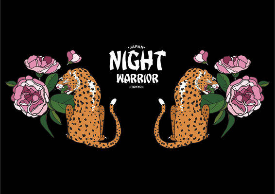 时尚夜战士裁片印花服装：豹纹与玫瑰的完美融合