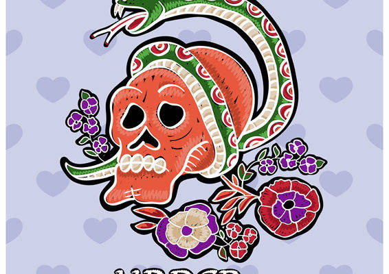 时尚个性裁片印花服装：蛇与骷髅的神秘融合