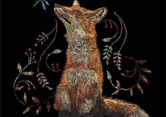 神秘森林中的狐狸裁片印花服装，展现自然之美