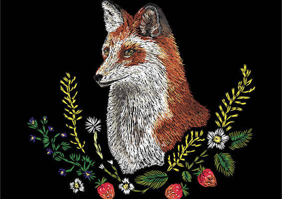 自然灵感:红狐与野花裁片印花服装设计