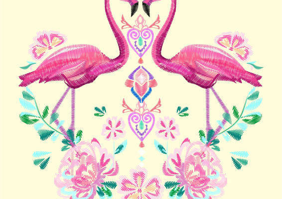 浪漫火烈鸟与花卉裁片印花服装，展现夏日风情