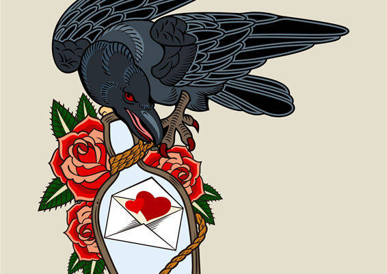 优雅乌鸦与玫瑰盾牌裁片印花服装