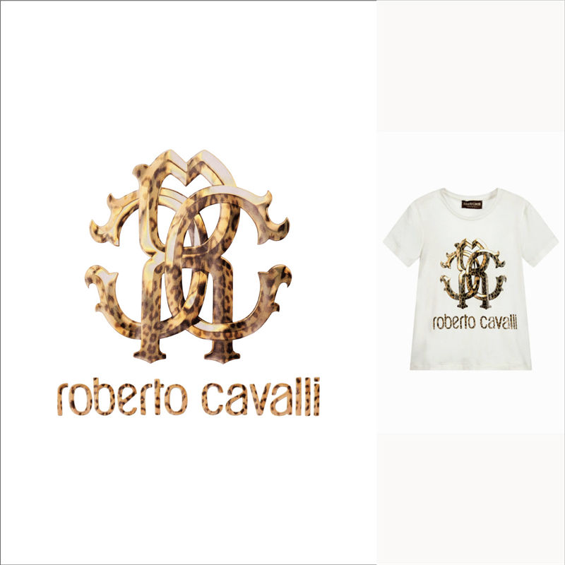 Roberto Cavalli风格豹纹裁片印花服装，展现奢华与野性之美