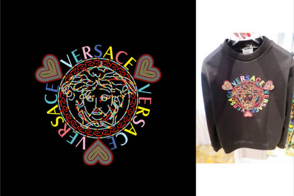 时尚潮流黑底狮子头裁片印花服装印花设计