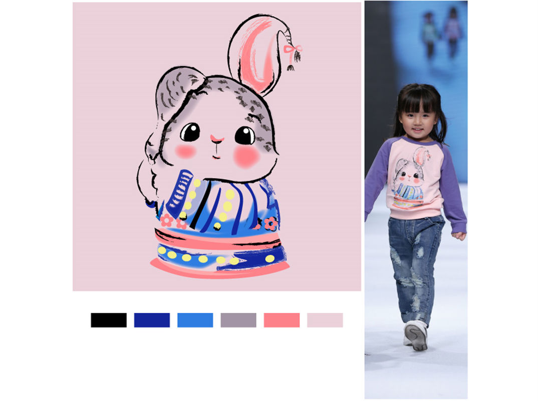 儿童时尚新潮流：可爱兔子裁片印花服装