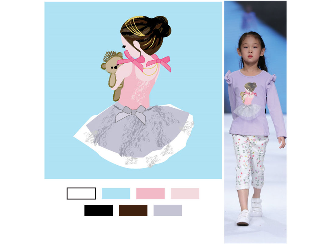 梦幻公主风裁片印花儿童服装印花设计