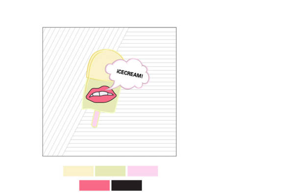 夏日清新冰淇淋主题服装印花裁片设计