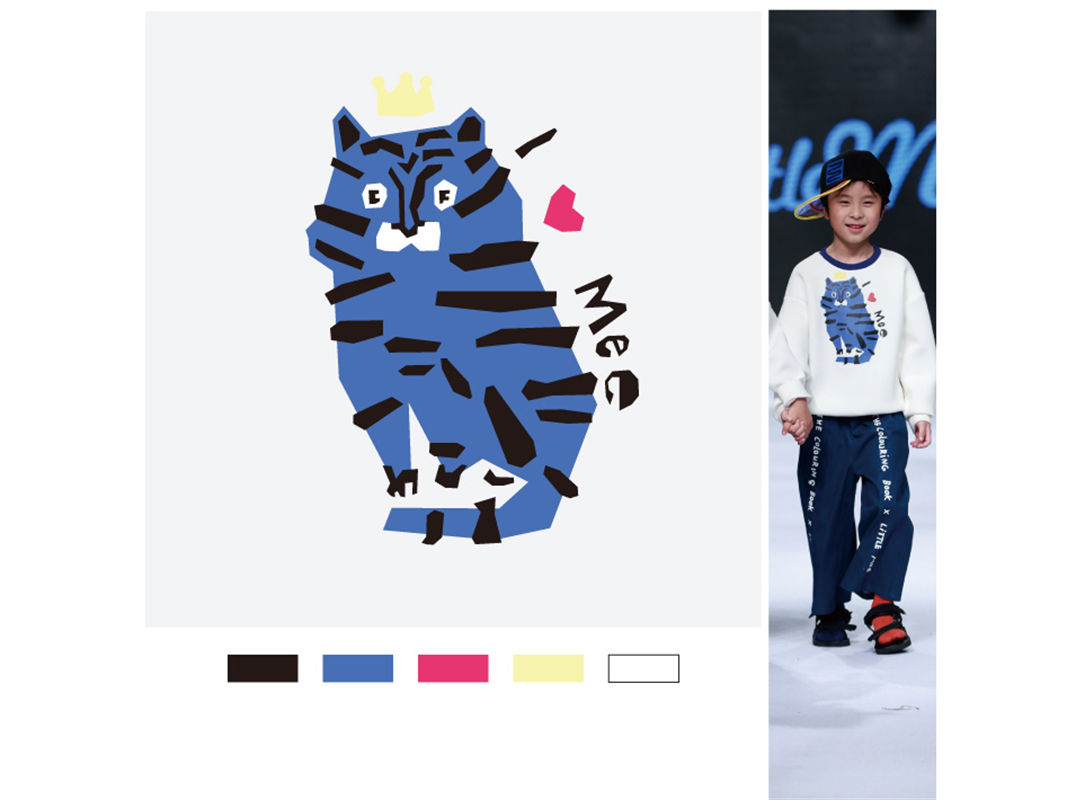 儿童时尚服装印花：可爱猫咪裁片印花设计