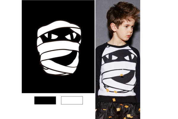 儿童潮牌服装印花设计：黑白条纹与几何图案的完美融合