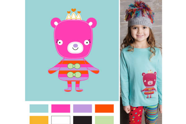 可爱公主熊裁片印花服装：儿童时尚新选择