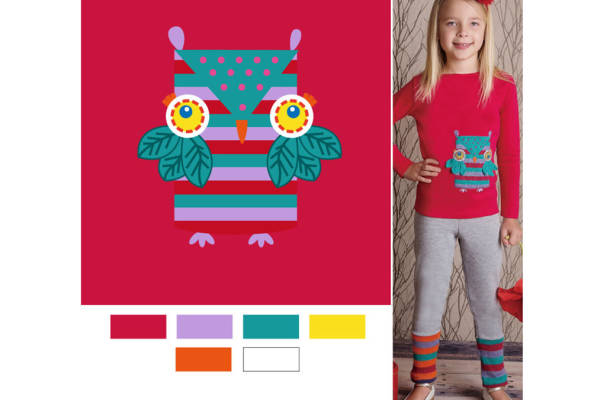 儿童卡通猫头鹰裁片印花服装，时尚与舒适的完美结合