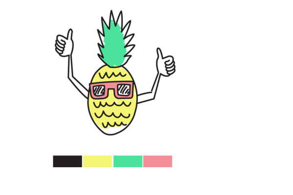 活力四射的卡通菠萝裁片印花服装，展现夏日风情