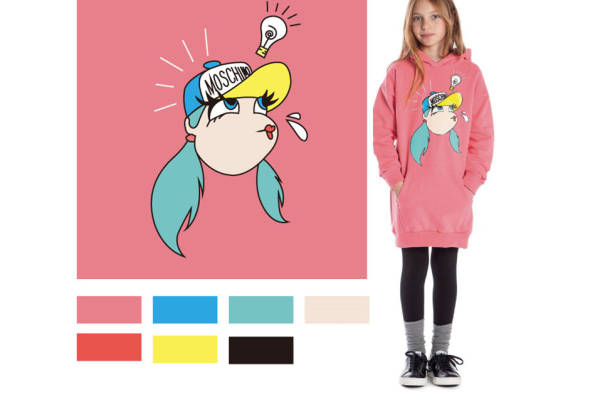 时尚潮流儿童服装印花：创意卡通女孩裁片印花设计