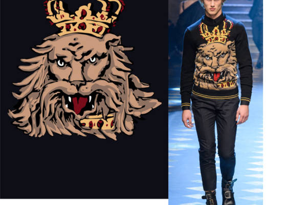 霸气狮子王冠裁片印花服装，展现时尚与个性的完美融合