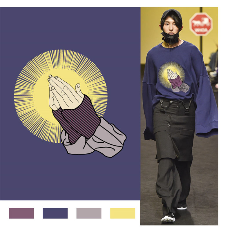 独特双手合十裁片印花服装，展现个性与信仰的完美融合