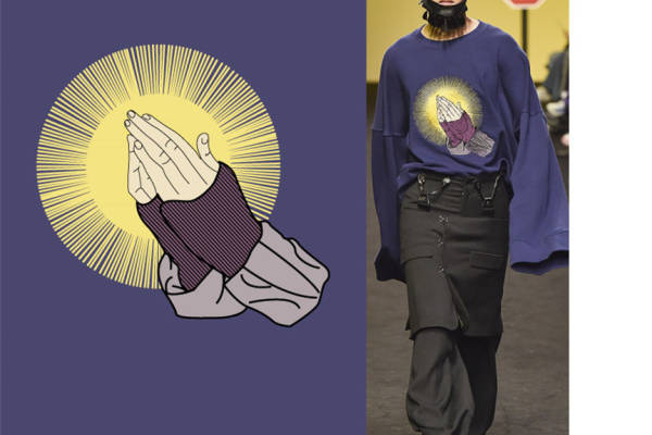 独特双手合十裁片印花服装，展现个性与信仰的完美融合