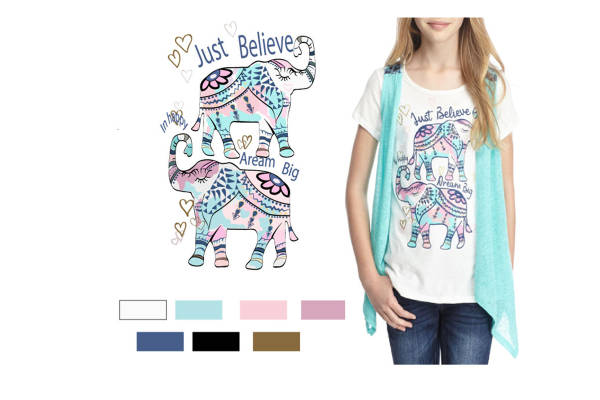 梦幻色彩大象裁片印花服装,激发无限创意与梦想