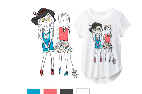 夏日清新风格：可爱卡通女孩裁片印花服装