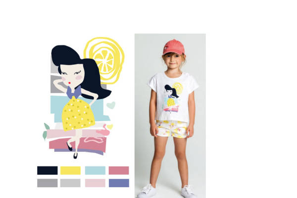 夏日清新风格儿童裁片印花服装印花设计