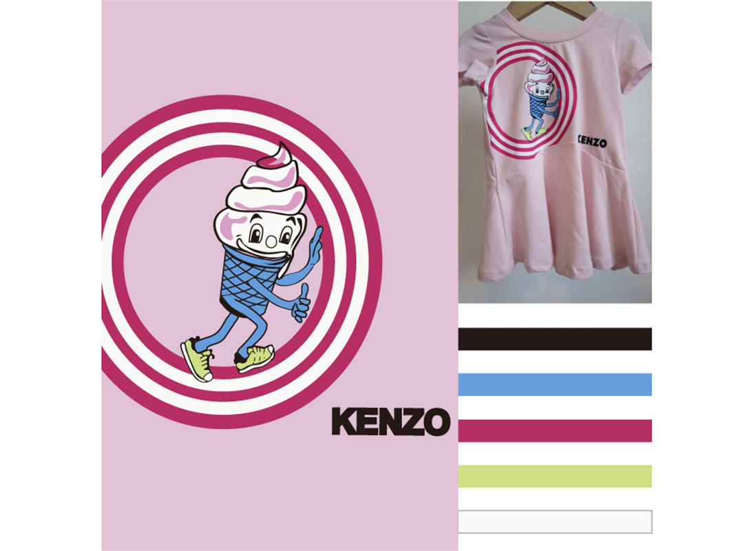 KENZO冰淇淋裁片印花儿童服装，夏日清凉必备
