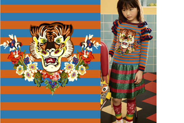 儿童时尚新潮流:老虎头裁片印花服装印花设计