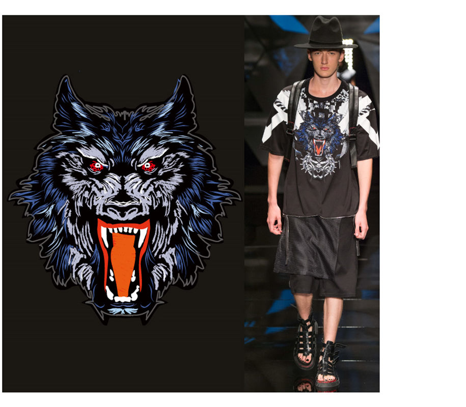 霸气狼头裁片印花服装,展现野性魅力的时尚选择