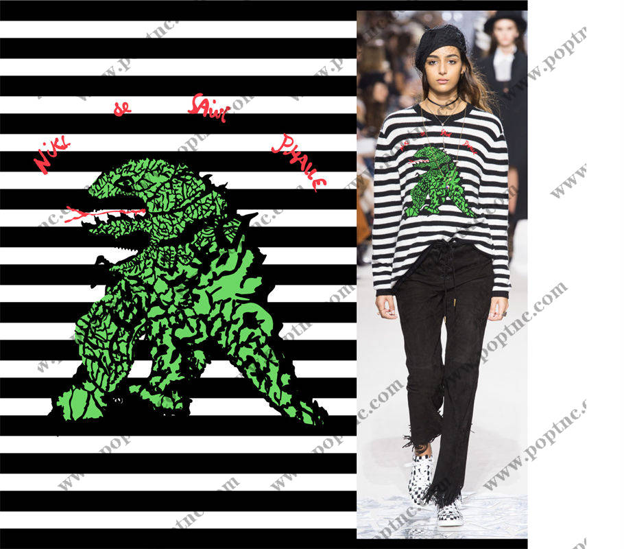时尚街头风格恐龙裁片印花服装印花设计