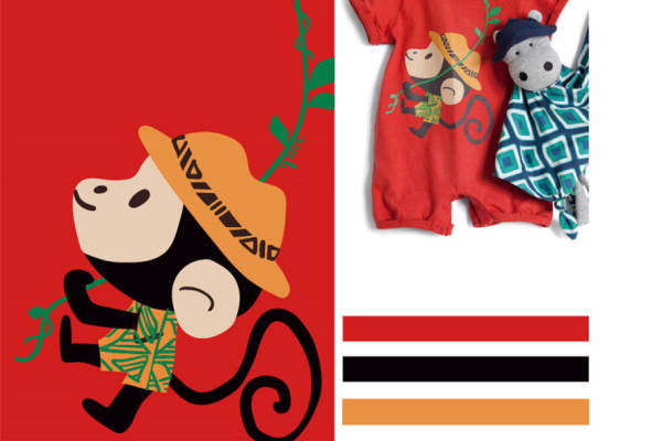 夏日风情狗狗裁片印花儿童服装印花设计