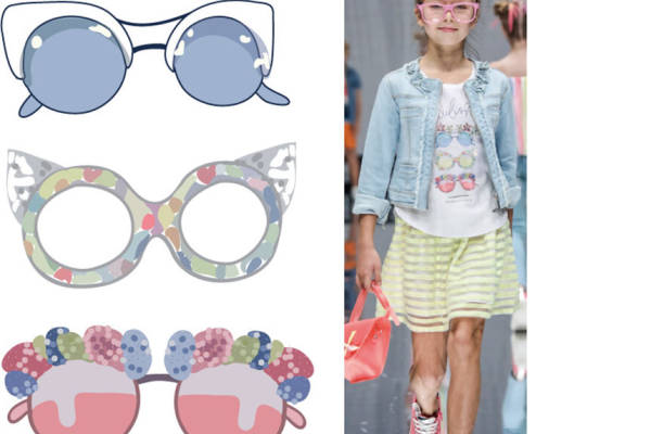 童趣满满的可爱眼镜裁片印花服装印花设计