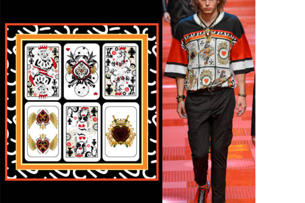 时尚界的扑克牌裁片印花服装印花设计