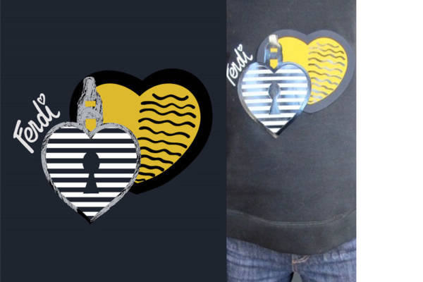 时尚潮牌裁片印花服装：心形锁扣图案设计