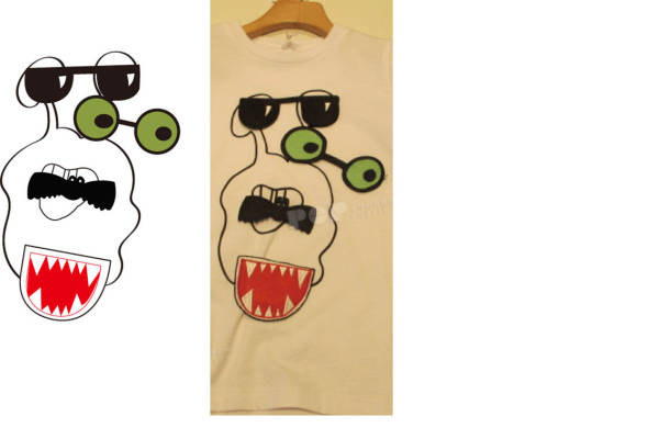 趣味卡通风格服装印花：创意裁片印花T恤设计