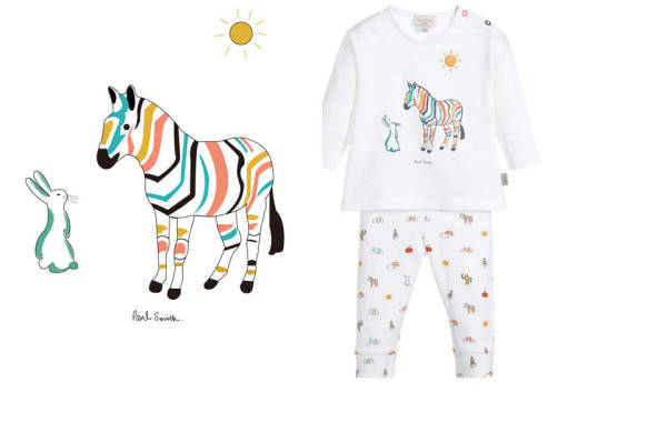 彩虹斑马裁片印花儿童服装，活泼可爱的动物图案设计