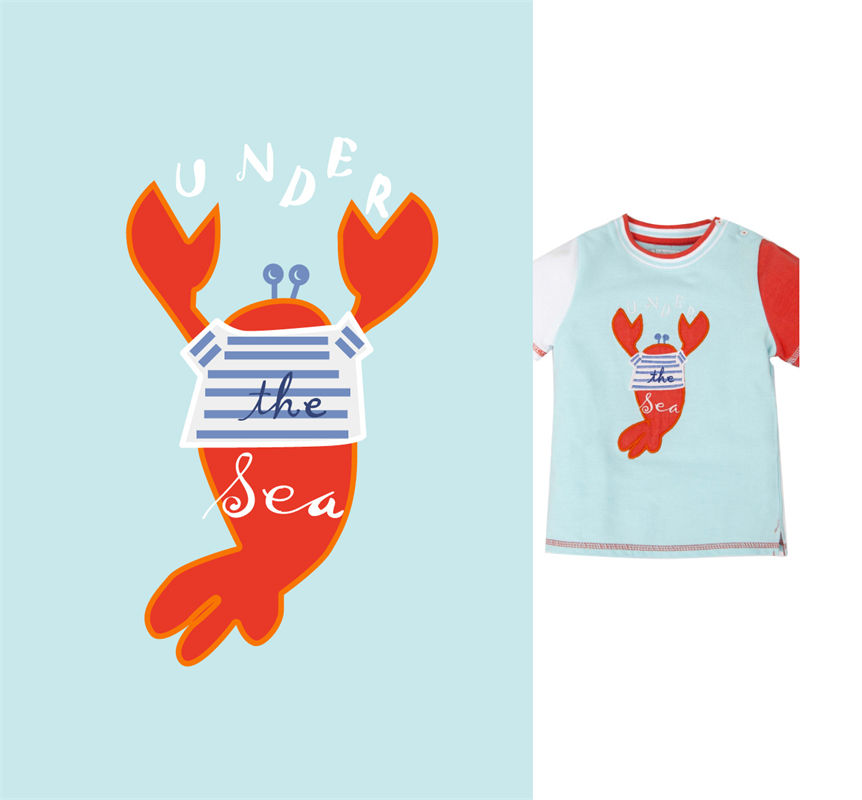 探索海洋魅力：儿童服装印花裁片设计