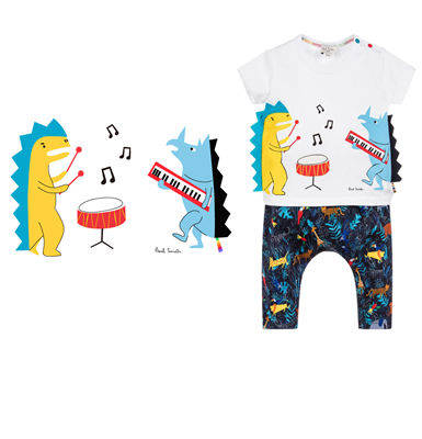 童趣恐龙裁片印花服装，宝宝夏日活力穿搭