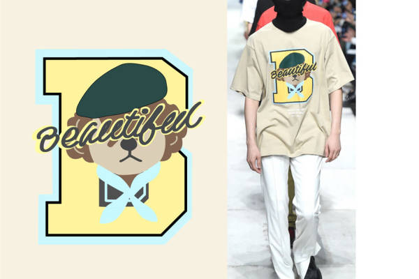 时尚潮流熊图案裁片印花服装印花设计