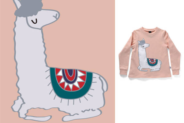 可爱羊驼裁片印花儿童服装印花设计