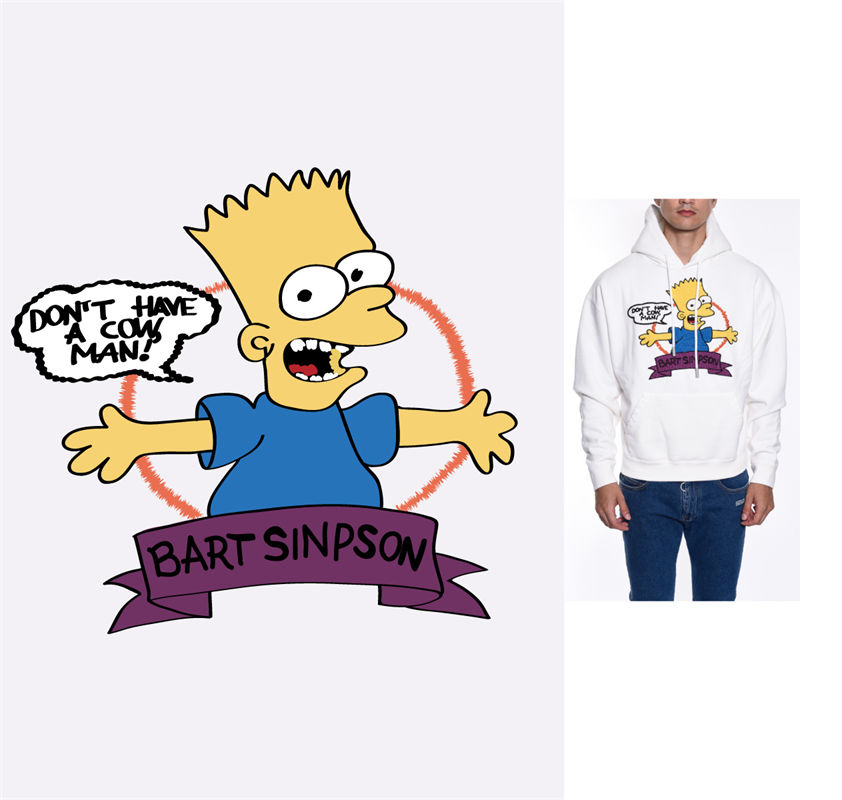 时尚个性Bart Simpson裁片印花服装印花连帽衫