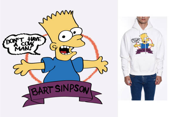 时尚个性Bart Simpson裁片印花服装印花连帽衫