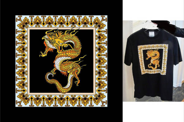 奢华龙纹裁片印花服装，展现独特东方魅力