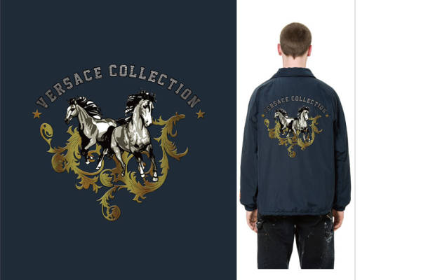 奢华马术风格裁片印花服装:Versace Collection时尚外套