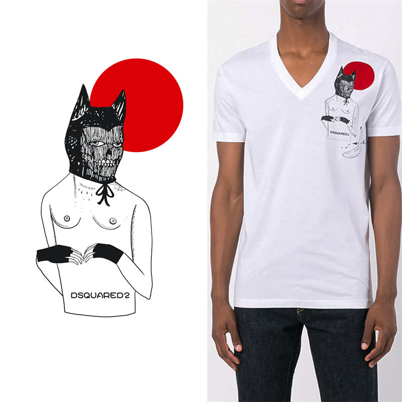 独特猫头鹰裁片印花T恤，展现个性时尚服装印花