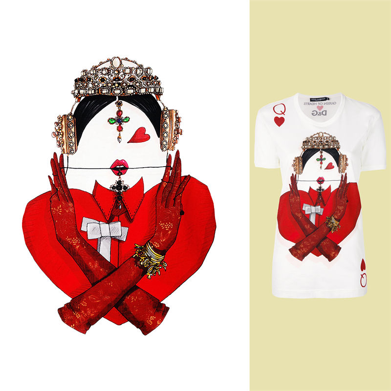 独特扑克牌女王裁片印花服装，展现个性时尚风格