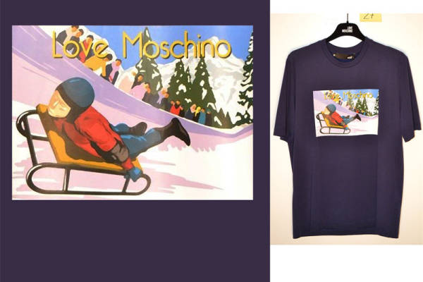 冬季滑雪主题裁片印花服装 时尚个性T恤印花设计