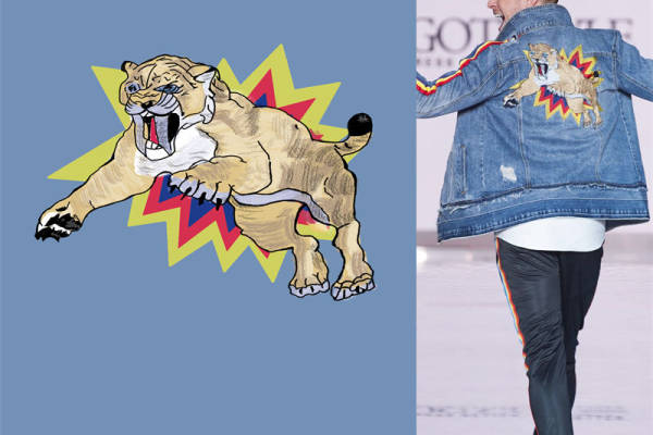 时尚街头风老虎裁片印花服装印花设计